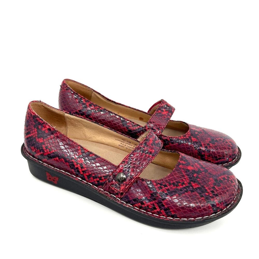 ALEGRIA  Leather Snake Skin Print Mary Jane Women's Clogs